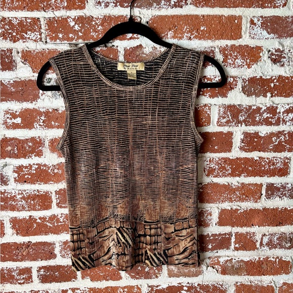 RAFAEL Black and Tan Textured Cardigan and Tank Top 2 piece set - Picture 3 of 8
